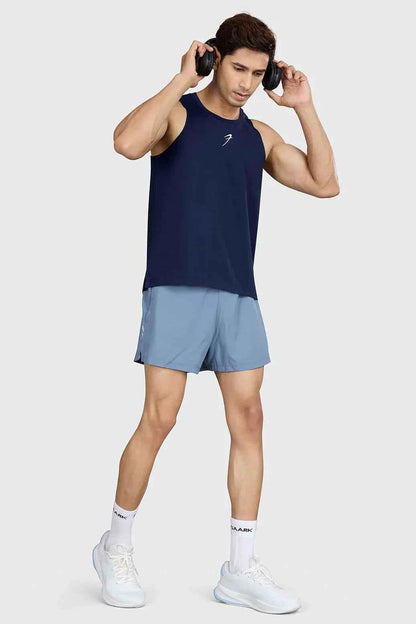 Navy Pulse Running Tank Top by Fuaark NZ featuring lightweight fabric and sleeveless design for active fitness and running.