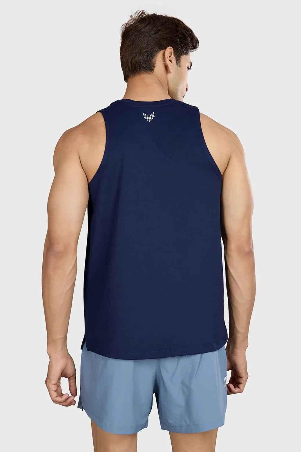Navy Pulse Running Tank Top by Fuaark Nz, lightweight athletic sleeveless shirt for running and training.