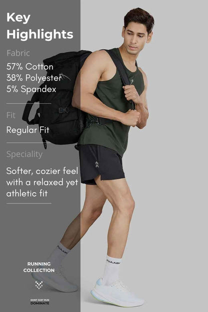 Olive green Pulse Running Tank top by Fuaark Nz, sleeveless athletic tank for men, lightweight and breathable fabric.
