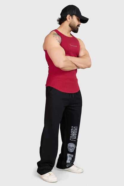 Red ribbed tank top from Fuaark Nz, stylish and comfortable casual wear, shown on a model.