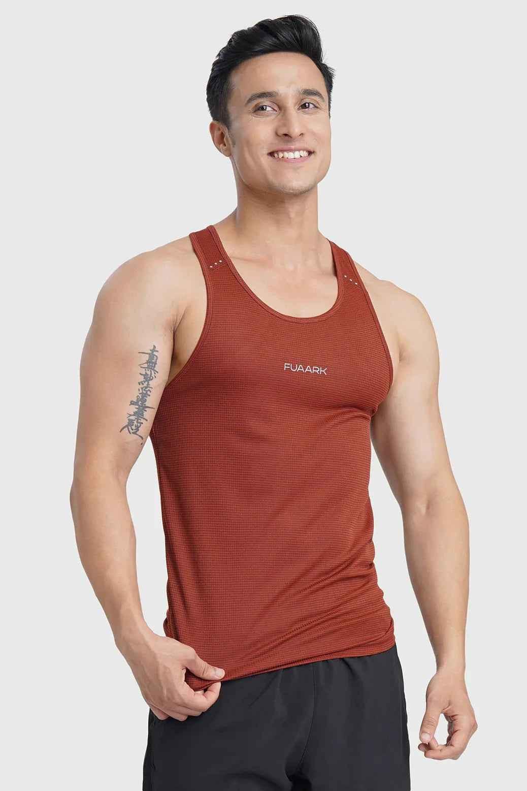 Fuaark Nz Salsa Running Tank top showing lightweight fabric and fitted design for active workout performance.