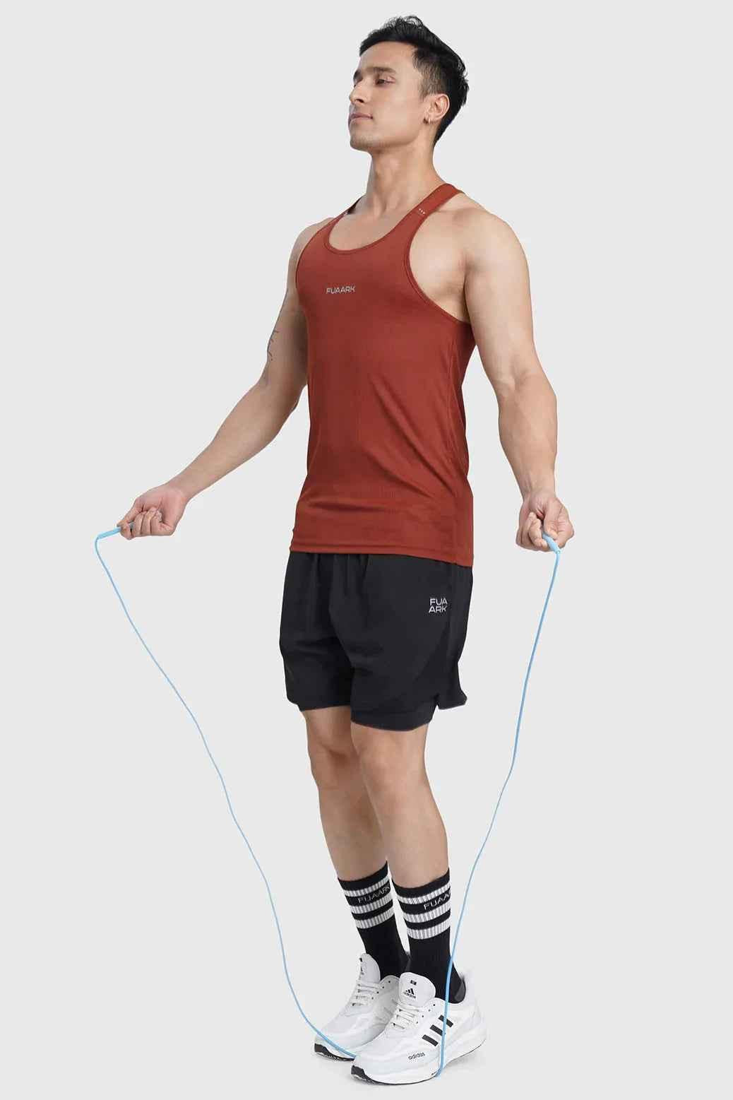 Fuaark Nz Salsa Running Tank top in black, lightweight athletic tank with moisture-wicking fabric for workout performance.