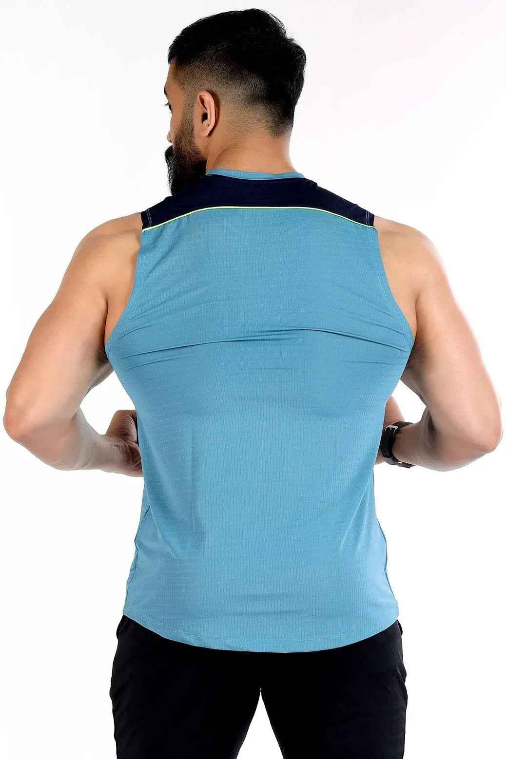 Sky blue Fuaark Nz tank top with lining, sleeveless design, casual style, perfect for warm weather.