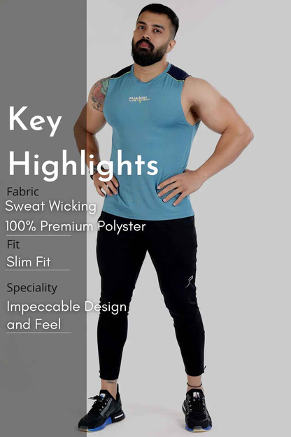 Sky blue Fuaark Nz tank top with lining, sleeveless design, casual style, perfect for warm weather and relaxed outfits.