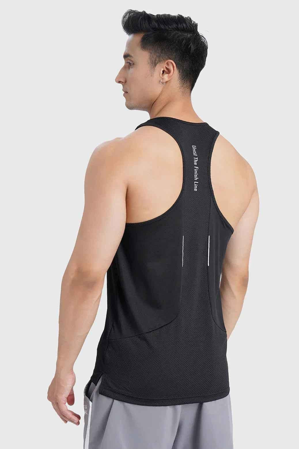 Fuaark Nz Sprint black running tank top, lightweight and breathable athletic tank top for running and workout activities.