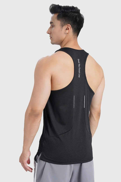 Fuaark Nz Sprint black running tank top, lightweight and breathable athletic tank top for running and workout activities.