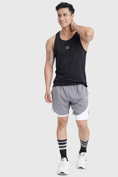 Fuaark NZ Sprint Black running tank top, lightweight and breathable athletic tank top for men, designed for performance.