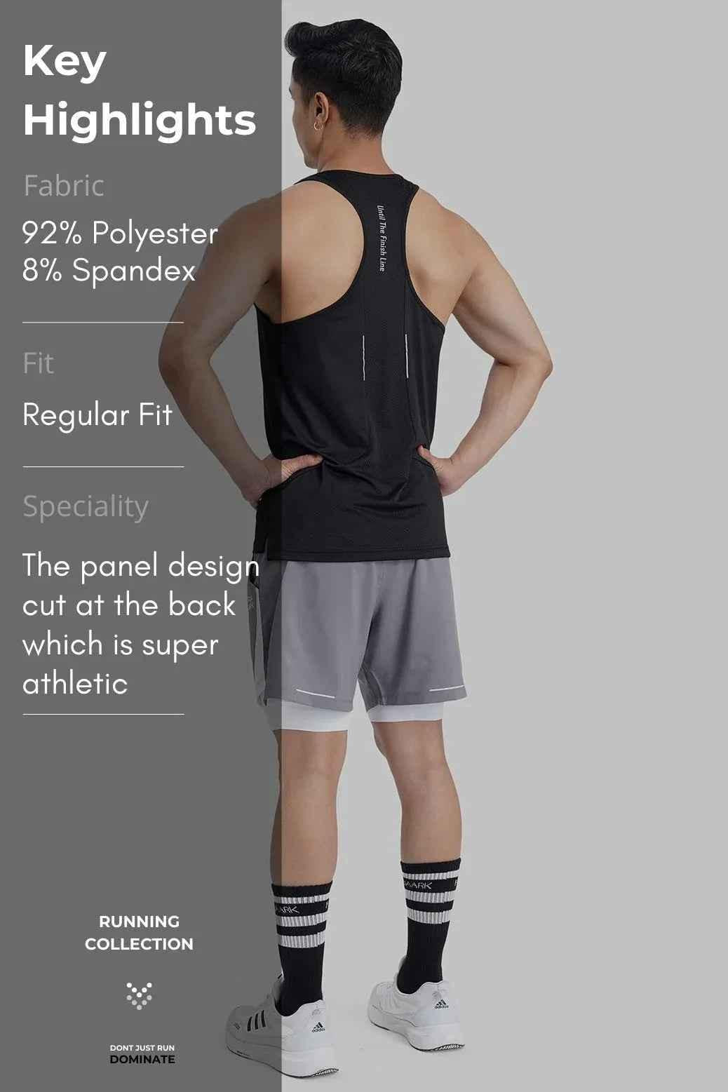 Fuaark Nz Sprint Black running tank top, lightweight and breathable athletic tank top for performance training and workouts.