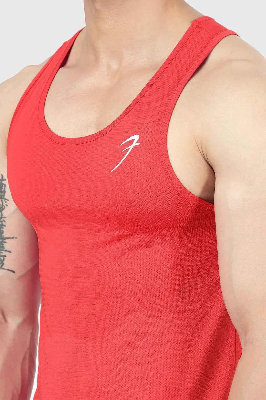 Red Surge Tank Top by Fuaark Nz, casual sleeveless tank shirt, soft fabric, ideal for sport or everyday wear.