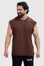 Brown capsleeve workout tank top by Fuaark NZ, designed for active wear and fitness training.