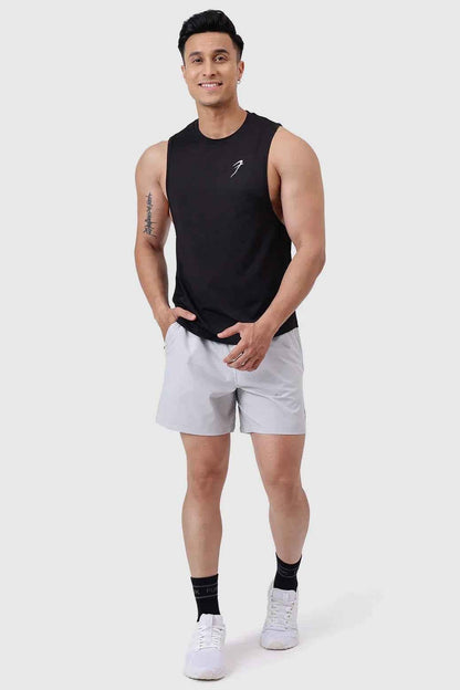 Black Urban Deep Arm Tank Top by Fuaark Nz, stylish and comfortable sleeveless shirt for casual wear.