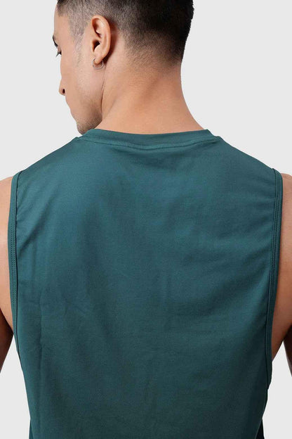 Emerald green Urban Deep Arm Tank top by Fuaark Nz, sleeveless design with deep armholes for a stylish casual look.