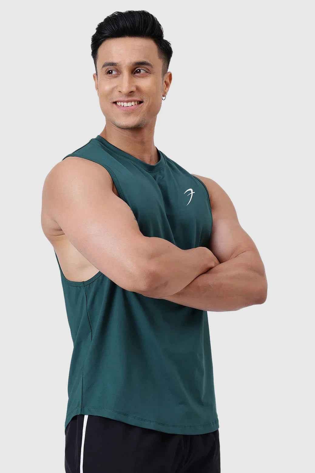 Emerald green Urban Deep Arm Tank top by Fuaark Nz, sleeveless design, soft fabric, casual style for everyday wear