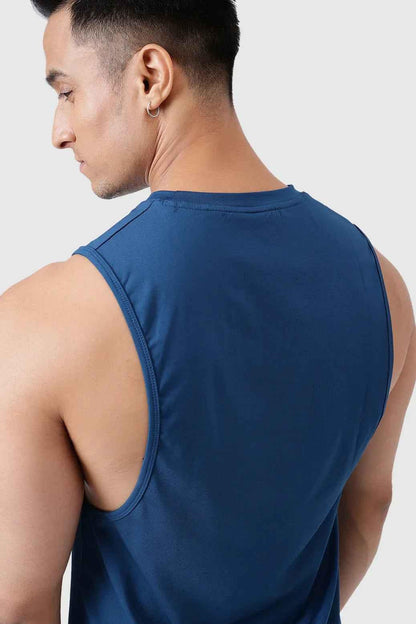 Teal Urban Deep Arm Tank Top by Fuaark Nz, sleeveless design with a relaxed fit, perfect for casual wear.