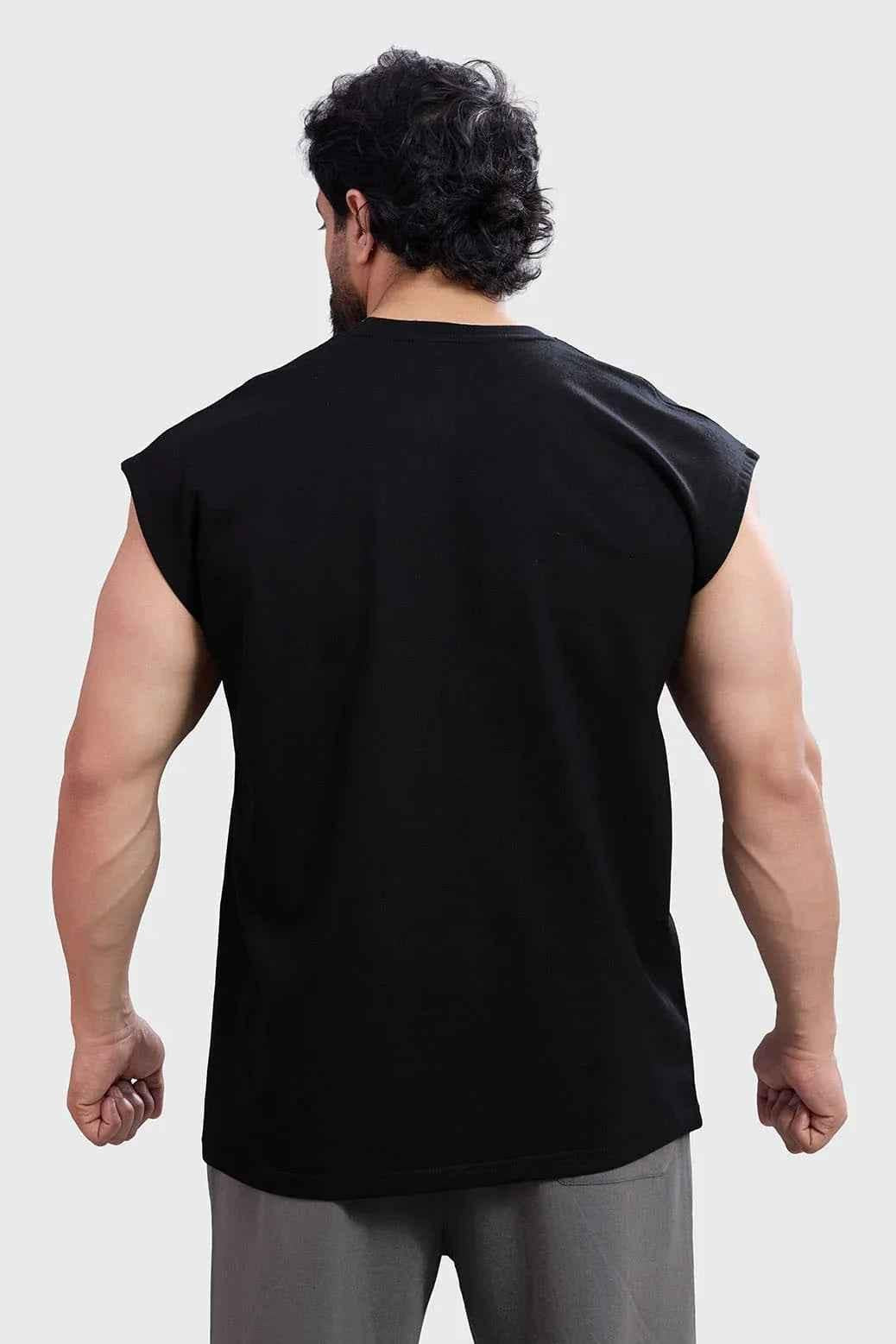 Black Fuaark NZ Fossil tank top with cap sleeves, casual style, lightweight fabric, displayed on a plain background