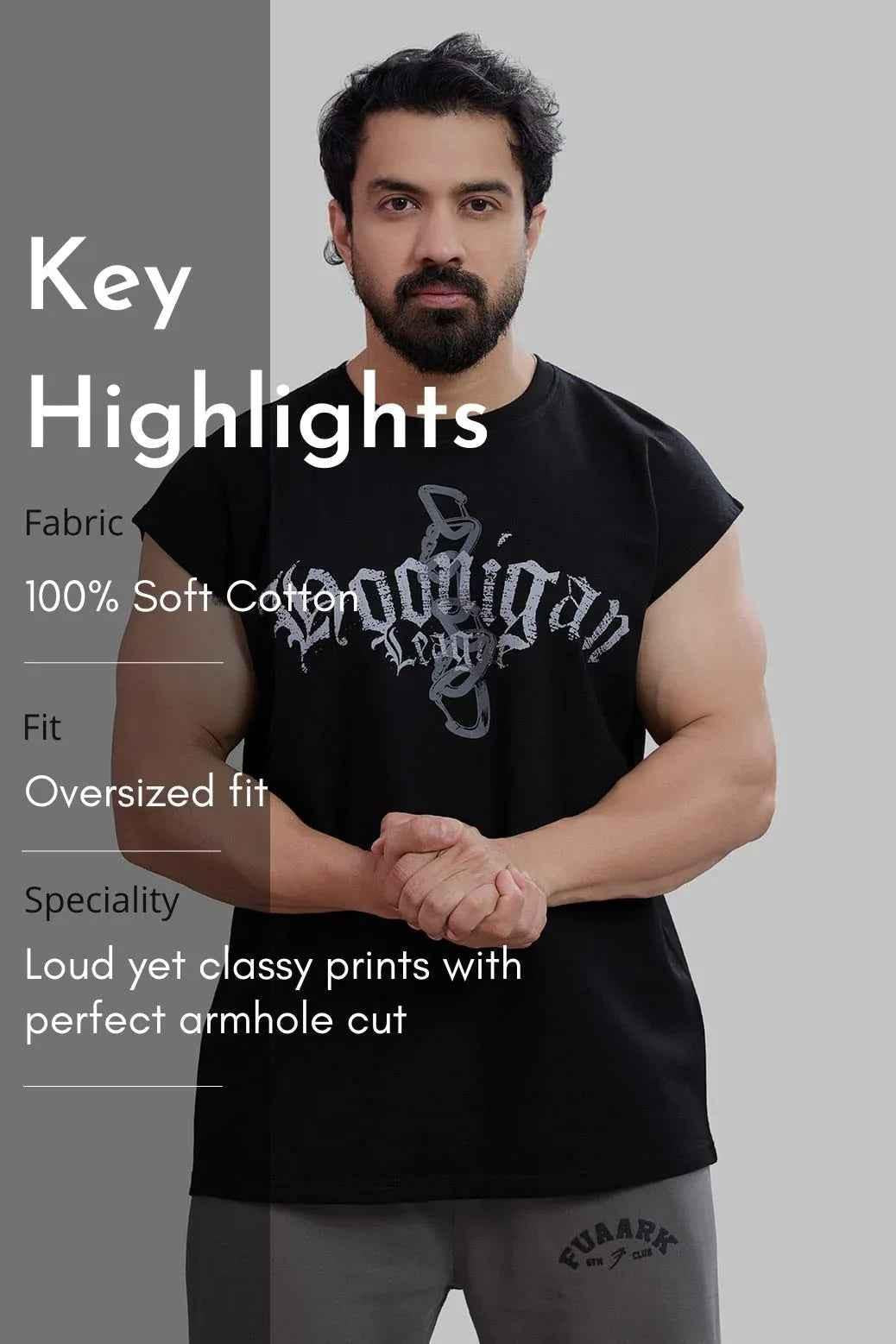 Black Hoonigans capsleeves tank top by Fuaark Nz, featuring a casual fit and comfortable design for everyday wear.