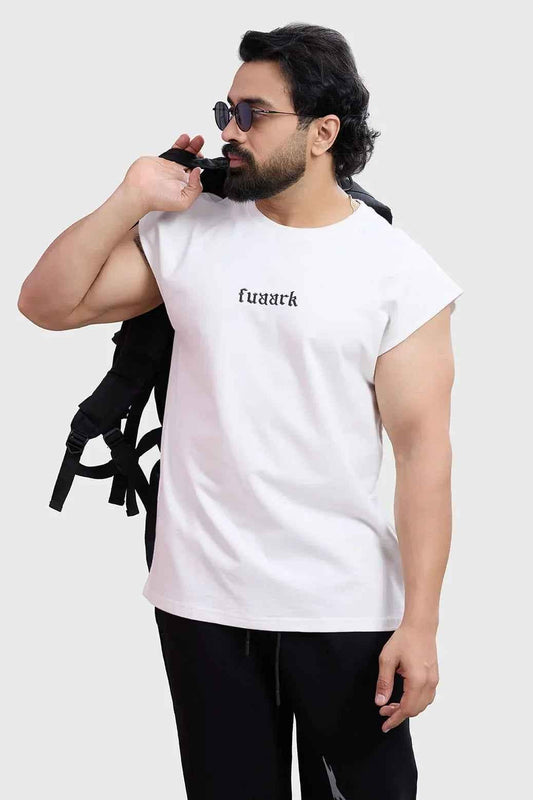 Fuaark Nz stylish black and white workout tank top with cap sleeves, designed for active wear and fitness activities.