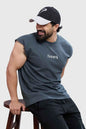 Dark grey Fuaark NZ capsleeves workout tank top for women, designed for peak performance and comfortable exercise.
