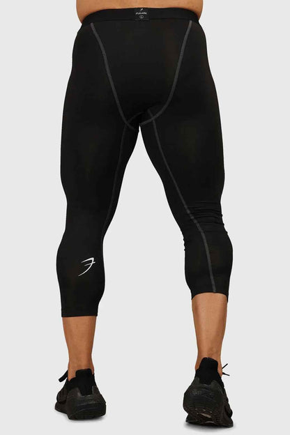 Black compression tights by Fuaark Nz, showing a close-up of the fitted, stretchy tights designed for support and comfort.