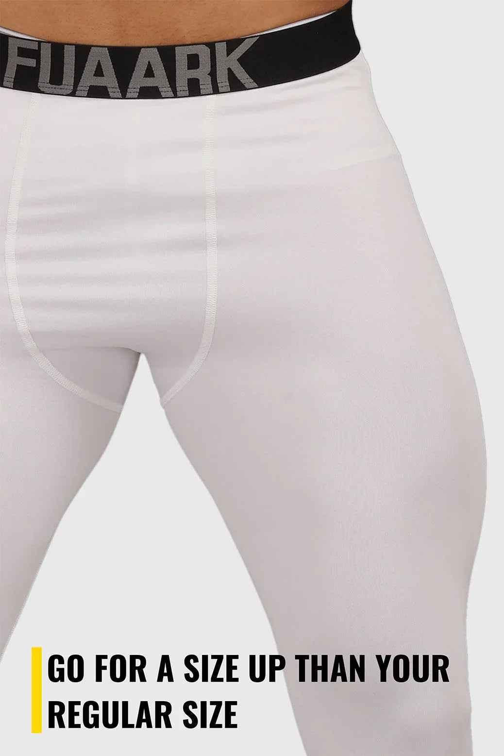 Fuaark Nz white compression tights for women, high-performance workout tights with snug fit and sleek design.