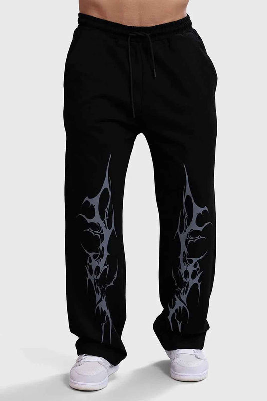 Fuaark Nz Phantom Straight Tracks Black track pants, XS size, featuring a comfortable fit and sleek black design.