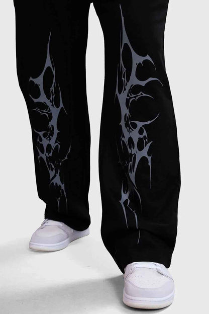 Black Phantom Straight Track Pants by Fuaark NZ, shown on a model, featuring a sleek fit and athletic style.