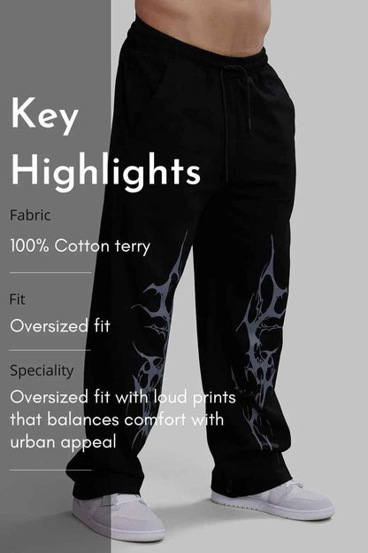 Fuaark Nz Phantom Straight Tracks black track pants, XS size, showing front view with elastic waistband and relaxed fit.