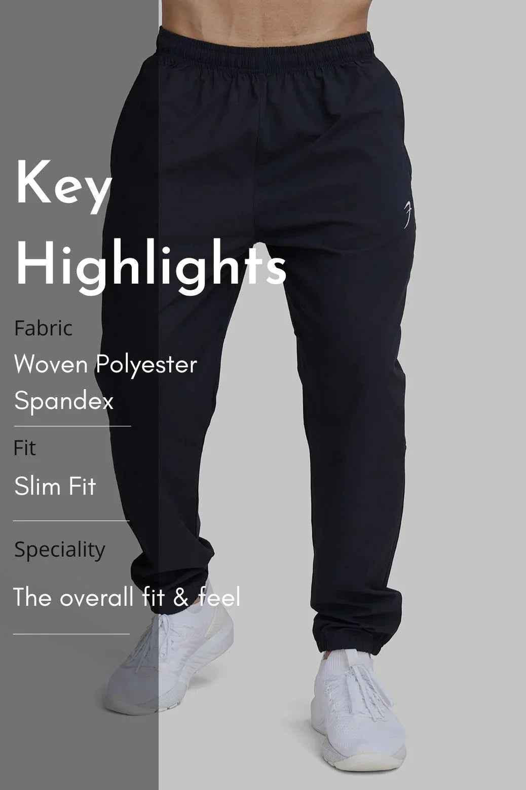Fuaark Nz black track joggers for men, featuring a comfortable fit and stylish design, perfect for casual or athletic wear.