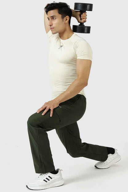 Fuaark Nz Vitality Straight Pants Army track pants with a sleek design, suitable for casual or athletic wear.
