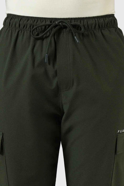 Fuaark Nz Vitality Straight Pants Army track pants with a sleek fit and elastic waistband, designed for comfort and style.
