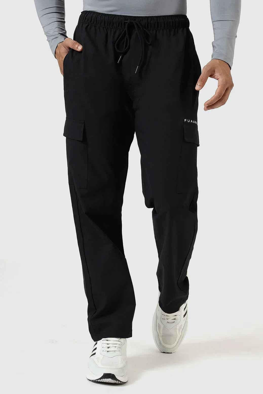 Black Vitality Straight Pants by Fuaark Nz, stylish track pants featuring a sleek design and comfortable fit.
