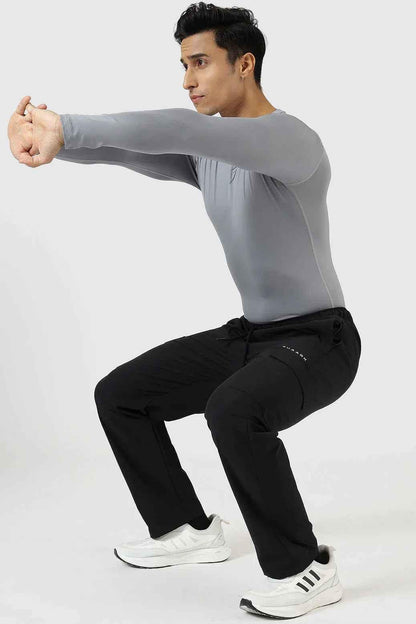 Black Fuaark Nz Vitality Straight Track Pants, sleek and comfortable athletic pants for active wear.