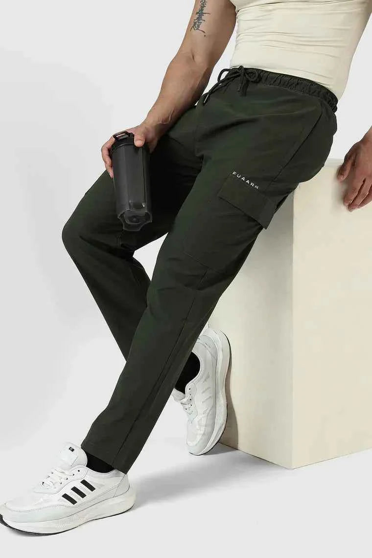 Fuaark Nz Vitality Straight Pants in olive, stylish track pants with a relaxed fit and comfortable fabric for casual wear.