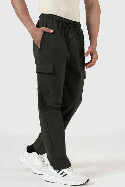 Olive Fuaark Nz Vitality Straight Track Pants, front view showing comfortable fit and sleek design.