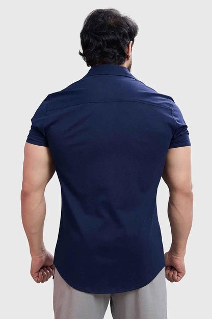Navy Aero shirt T-shirt by Fuaark Nz featuring a casual fit and minimalist design, shown flat on a white background.