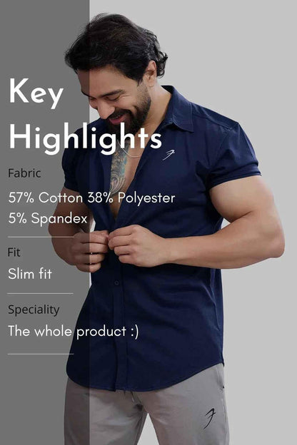 Navy Aero Shirt T-shirt by Fuaark Nz showing a casual fit with round neckline and short sleeves, laid flat on a white background.