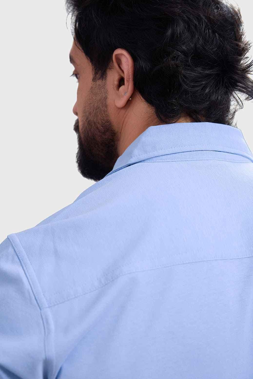 Sky blue Aero T-shirt by Fuaark Nz, featuring a casual fit with short sleeves and a classic crew neckline.