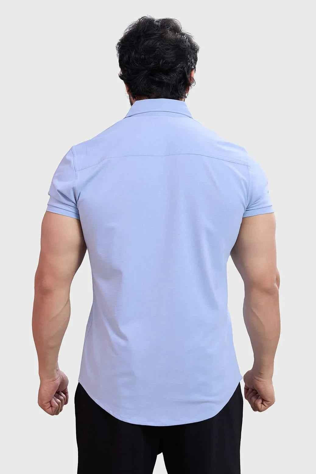 Sky blue Aero Shirt T-shirt by Fuaark Nz, featuring a casual fit and soft fabric, displayed on a plain background.