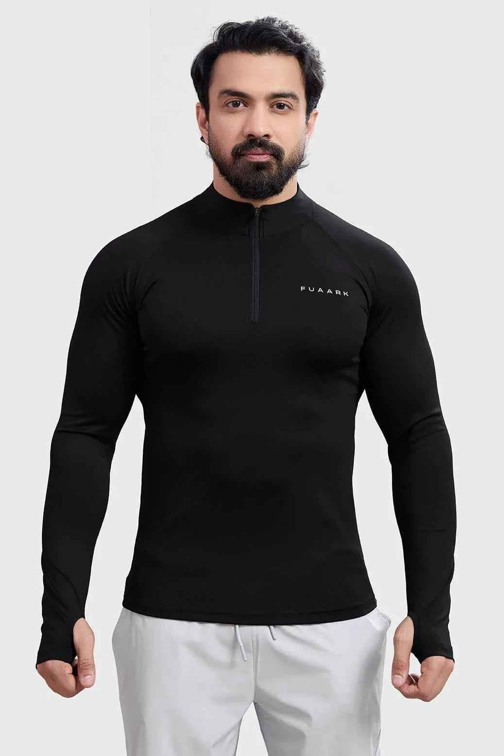 Black Fuaark Nz Axis Pullover T-shirt displayed flat with visible branding and soft fabric texture.