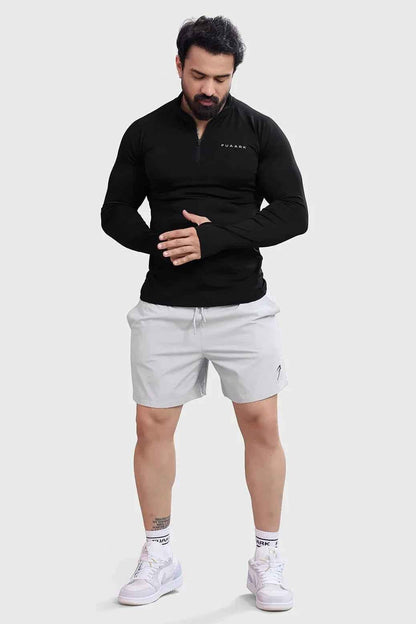 Fuaark Nz black Axis Pullover T-shirt laid flat showing the front design and fabric texture.