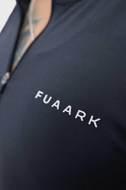 Dark grey Fuaark Nz Axis Pullover T-shirt displayed on a hanger, showcasing its casual fit and soft fabric.
