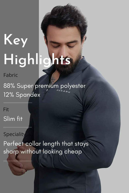 Dark grey Fuaark Nz Axis Pullover T-shirt displayed on a hanger, showcasing its casual fit and soft fabric.