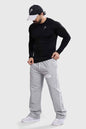 Black Bare Nylon Fullsleeves T-shirt by Fuaark Nz, featuring a sleek design and long sleeves, perfect for casual wear.