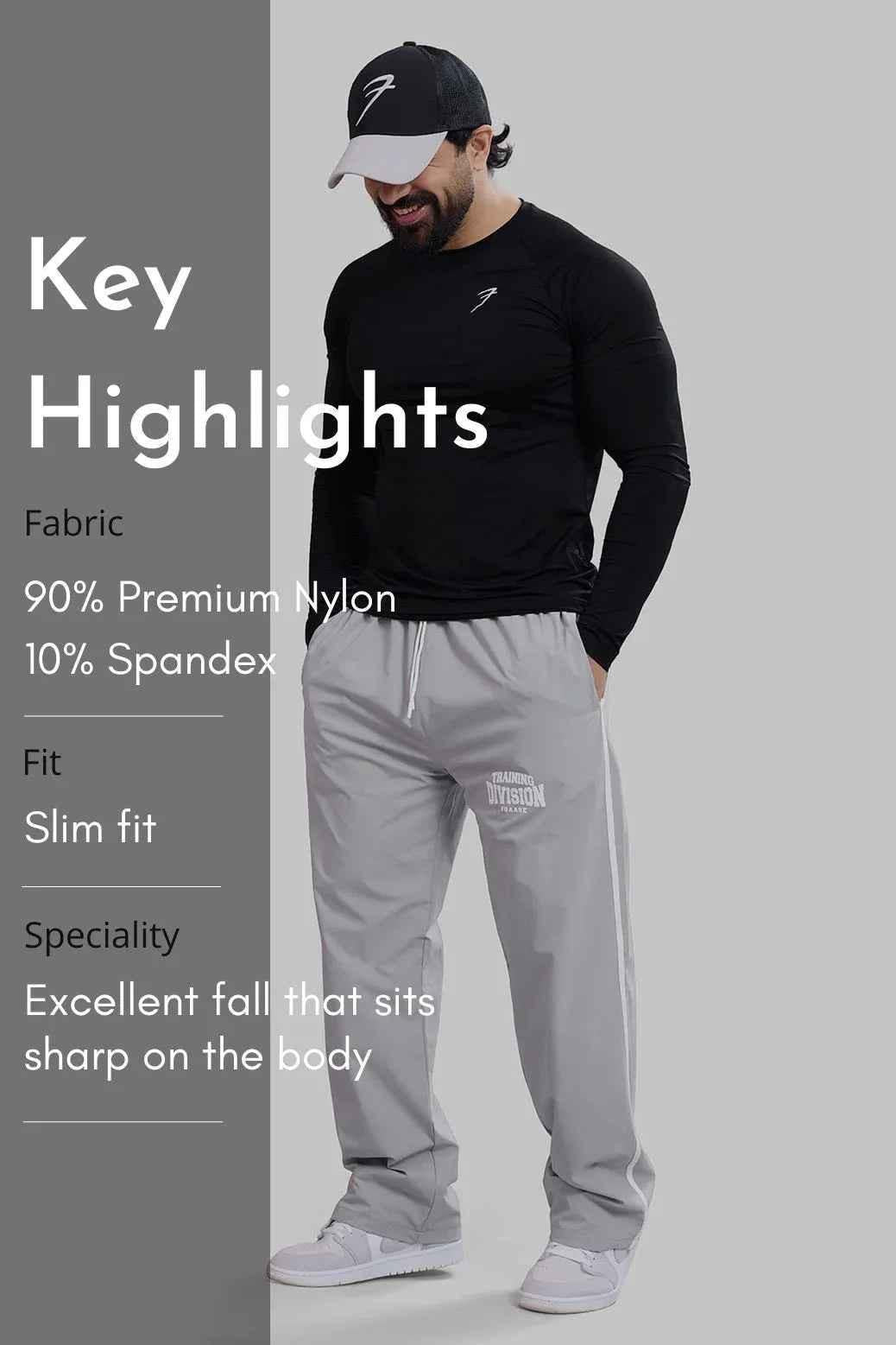 Black Bare Nylon Fullsleeves T-shirt by Fuaark Nz, featuring a sleek full-sleeve design and comfortable fit.
