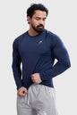 Navy Bare Nylon Fullsleeves T-shirt by Fuaark Nz, casual long-sleeve T-shirt with a smooth nylon fabric finish.