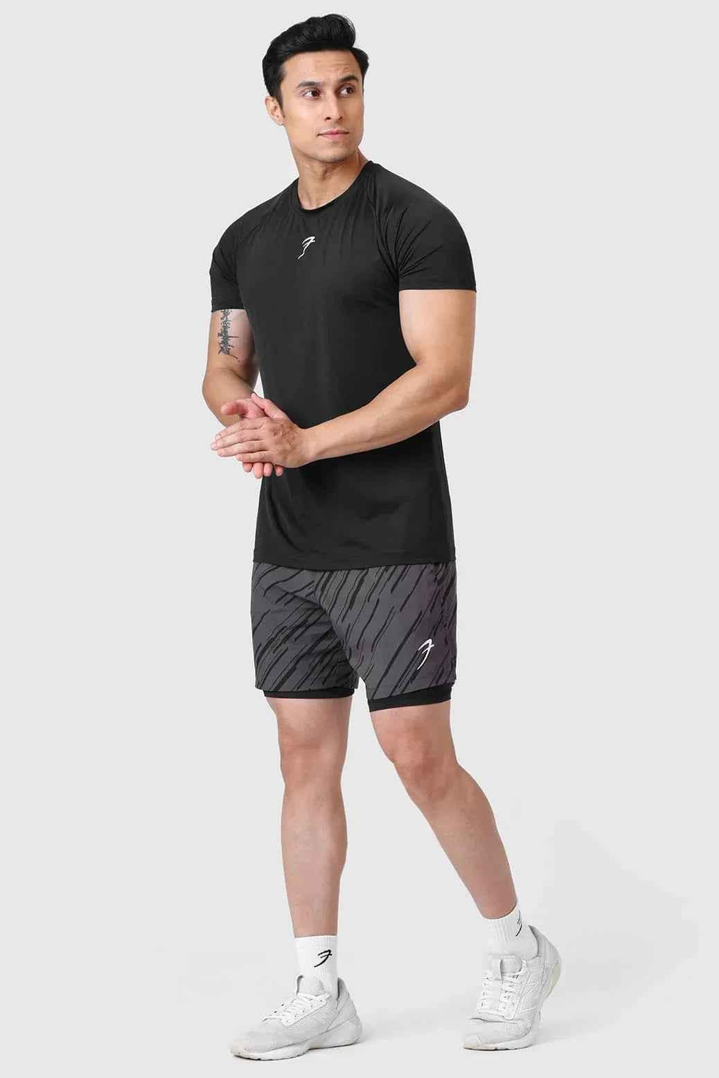 Black Bare Nylon T-shirt from Fuaark Nz, casual short-sleeve tee made of lightweight nylon fabric.