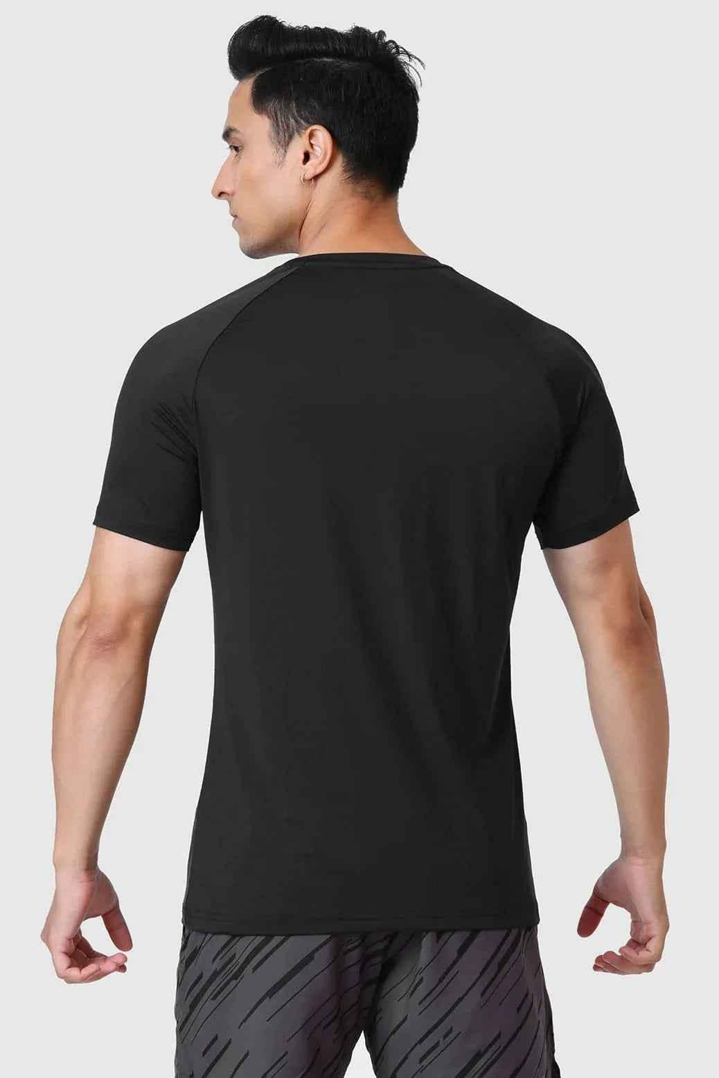 Fuaark Nz black Bare Nylon T-shirt, casual short-sleeve tee made from lightweight nylon fabric, front view.