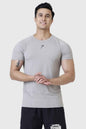 Light grey Bare Nylon T-shirt by Fuaark Nz, casual fit with soft fabric, shown on a hanger.