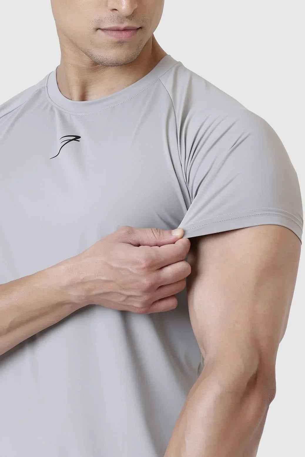 Light grey Bare Nylon T-shirt by Fuaark Nz, casual fit, soft fabric, shown on a plain background.