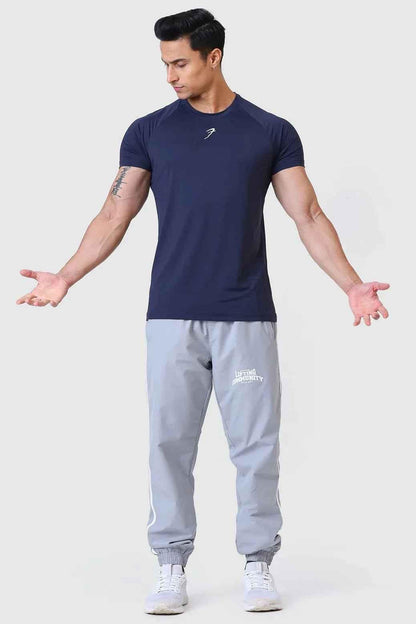 Navy Bare Nylon T-shirt by Fuaark Nz, casual short-sleeve T-shirt with a smooth nylon fabric and fitted style.